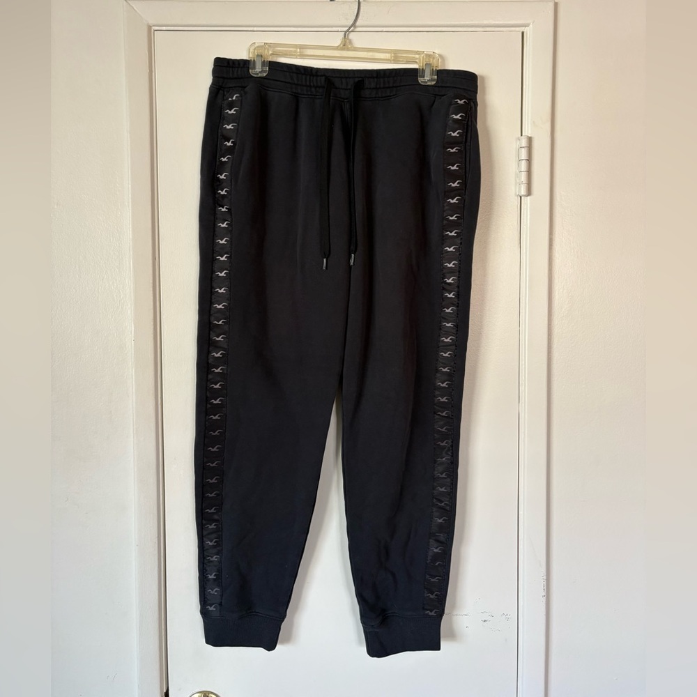 Men’s Hollister Dark Jogger Sweatpants with Logo Stripes